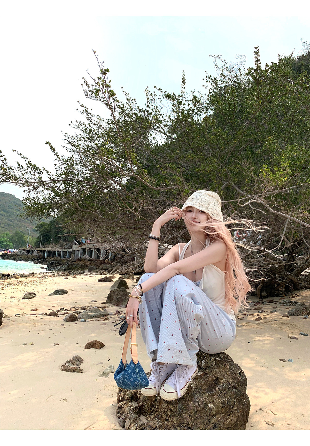 Топы/майки thas9i九亿 麻豆公式 天丝白色小吊带背心女夏日海边百搭针织上衣