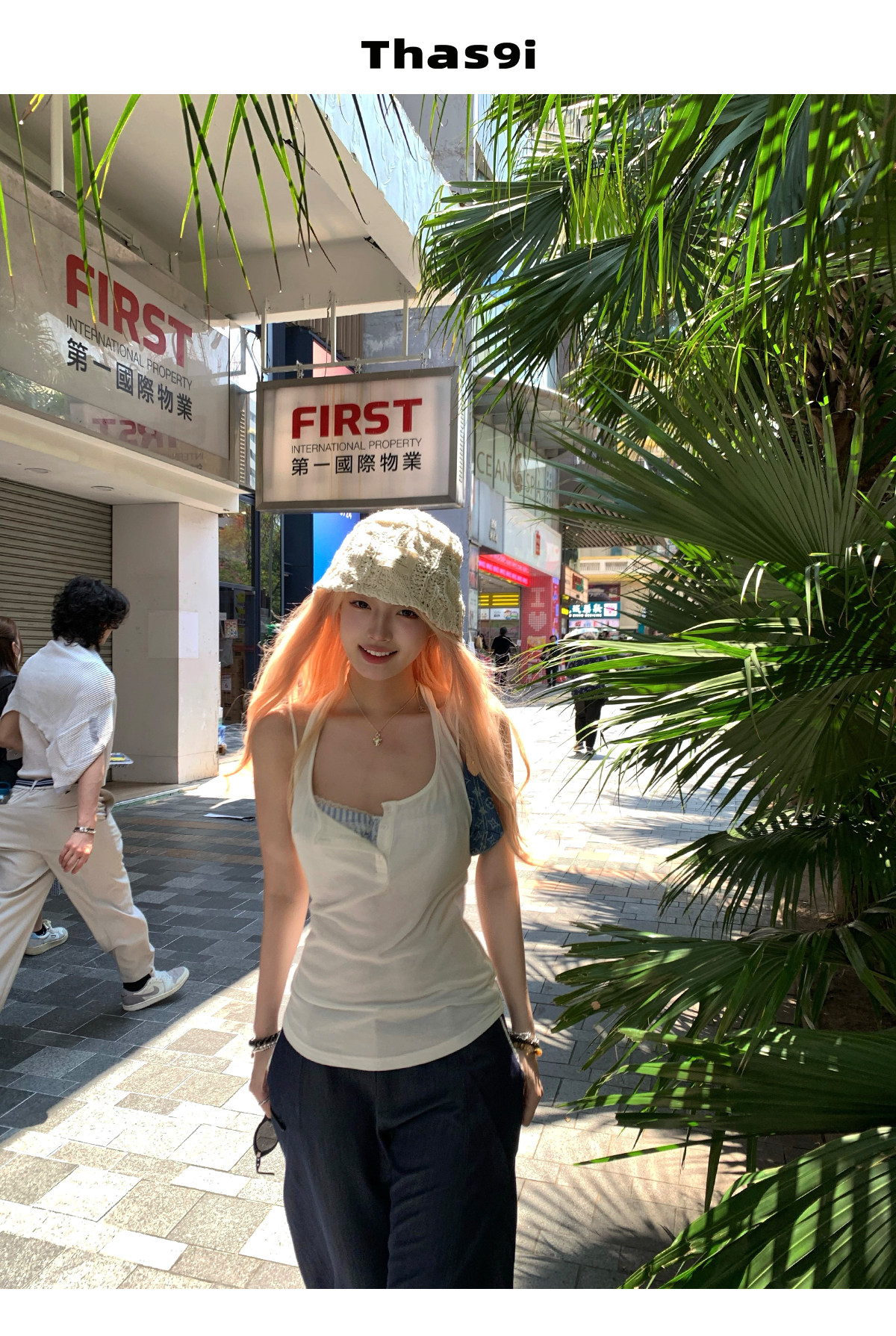 Топы/майки thas9i九亿 麻豆公式 天丝白色小吊带背心女夏日海边百搭针织上衣