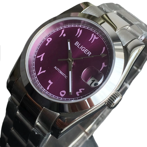 Сиреневые механические часы подходит для мужчин и женщин для влюбленных, 36mm, 39mm, простой и элегантный дизайн