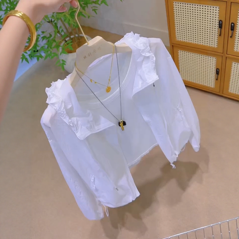 Unique, Beautiful, Lightweight Sun Protection Clothing for Women, Summer 2026 New Style, White Lace Hooded Drawstring Design, Thin Jacket Unique, Beautiful, Lightweight Sun Protection Clothing for Women, Summer 2026 New Style, White Lace Hooded Drawstring Design, Thin Jacket