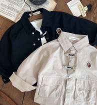 cekiyo childrens shirts 2023 autumn new arrival Japanese style jacket shirts for boys and girls baby personalized versatile shirts