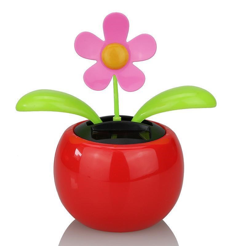 (Send Non-slip Mat) Solar Automatic rocking Sunflower Shaking Apple Flowers Interior Adornment Car Pendulum