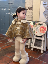 (Cream Milk Cover) Girls Autumn and Winter New Fashionable Small Fragrance Cloak Jacket Plus Velvet Warm Woolen Cloak