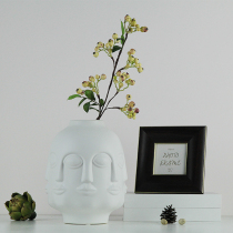 Nordic post-modern simple new Chinese white ceramic abstract face vase living room TV cabinet flower arrangement ornaments