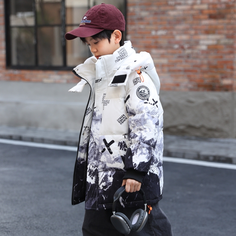 2026 New Brand Children's down Jacket for Boys, Stylish Korean Style, Mid-Length, Gradient, Thickened Winter Children's Outerwear 2026 New Brand Children's down Jacket for Boys, Stylish Korean Style, Mid-Length, Gradient, Thickened Winter Children's Outerwear