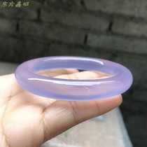 Violet agate chalcedony bracelet retro round bar medium inner arc full shape bracelet fat round bar ice through glass seed