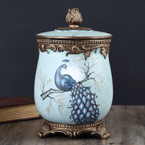 American creative retro with cover resin bin light lavish minimalist for home living room European-style covered containing barrel swing piece