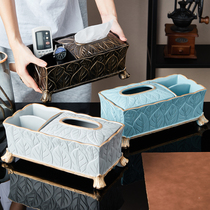 Retro Living room resin multifunction paper towel box suit Nordic remote control Contained Blue Light Lavish Napkin cramps