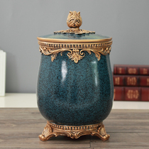 Nordic minimalist containing barrel retro light lavish living room Home with cover bin Creative American office wastepaper