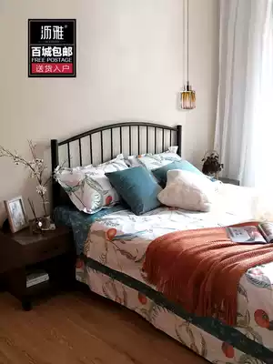 Simple wrought iron black Nordic double Iron Princess continental red iron bedstead frame gang jia chuang 1 5 m 1 8 meters