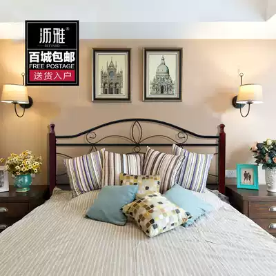 Retro European style simple single double economic iron frame 1 5 m iron bed frame 1 8 Steel Solid Wood 1 2m B & B