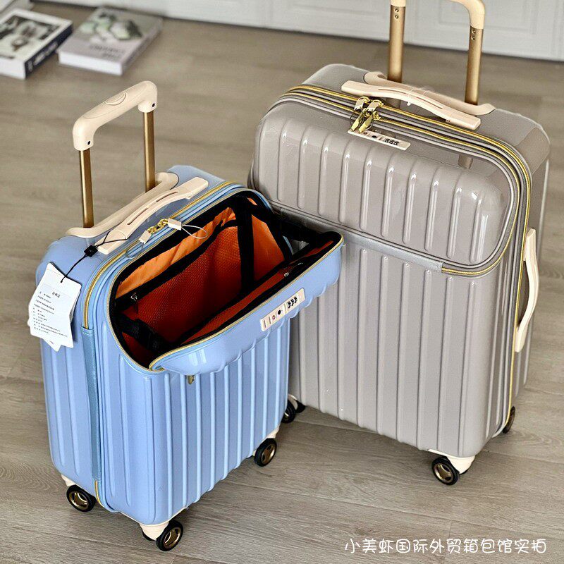 Pure day bill front open box PC foreign trade 20 inch boarding box in the round wheel password travel box 24 checked rod box