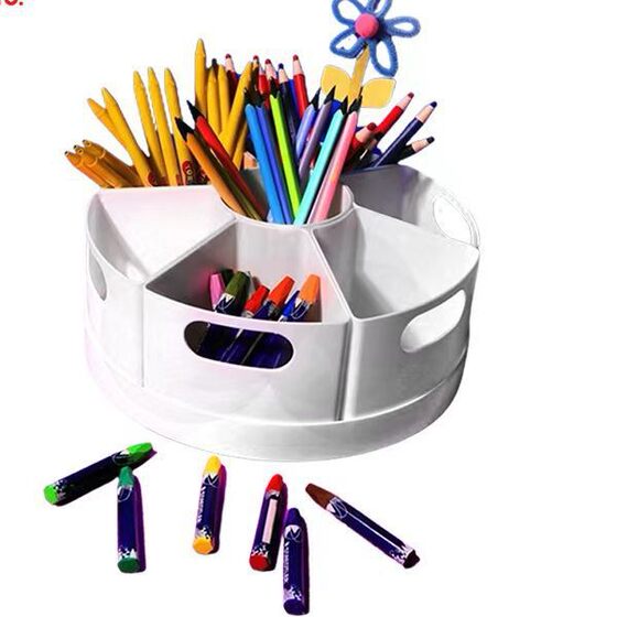 10-Inch Divided Rotating Pen Holder for Students, Home, and Office Desk Organization and Storage, Pen Holder ins High-Value Storage Box