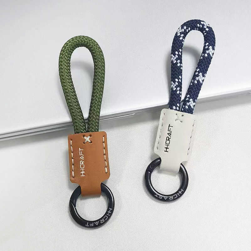 High-Quality Flocked Cow Leather Series Car Keychain Mobile Phone Lanyard Advanced Anti-Lost Car Key Ring Bag Pendant