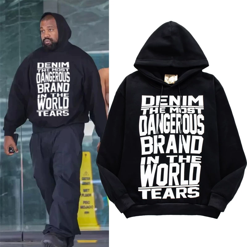 Европейский и американский высокий уличный Tide бренд Denim Tears ко-брендированные буквы Kanye Kanye та же толстовка свитер мужчина