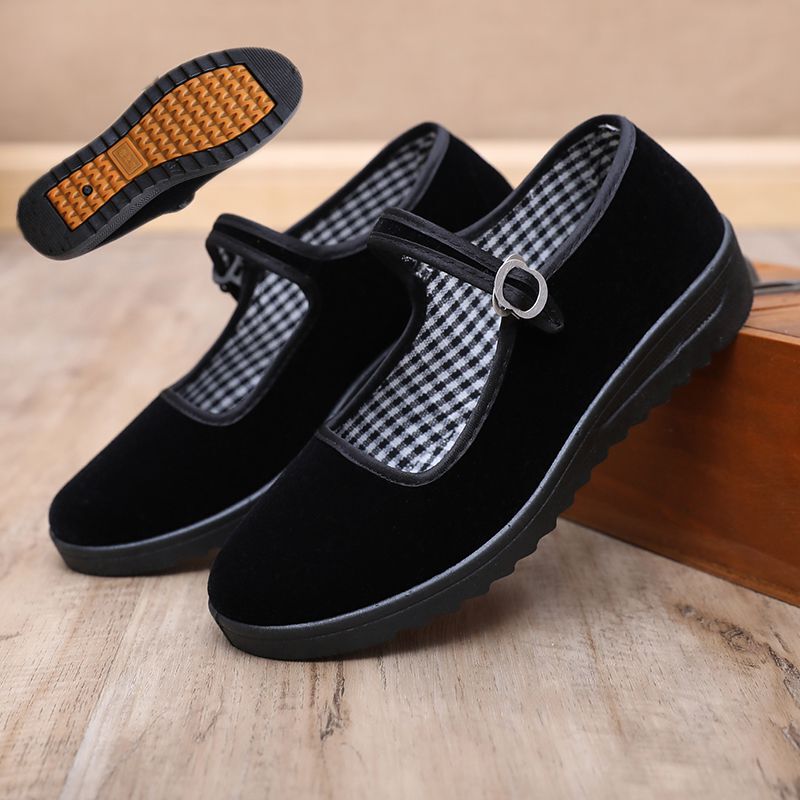 Beef Tendon Sole Old Beijing Cloth Shoes for Women, Thick-Soled, Non-Slip, Breathable Work Shoes, Black Hotel Work Shoes, Mom Shoes Beef Tendon Sole Old Beijing Cloth Shoes for Women, Thick-Soled, Non-Slip, Breathable Work Shoes, Black Hotel Work Shoes, Mom Shoes