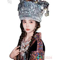 Miao costume ladies Xiangxi Guizhou ethnic minority Tujia performance costume black embroidery welcome travel photography