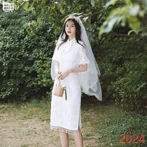 (Bai Xiaoxian) Chinese style Republic of China style improved cheongsam for certificate French retro simple little travel photography light wedding dress