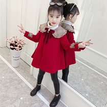 Hong Kong girls mink velvet coat 2021 new foreign style Korean version of big children long thick woolen coat tide