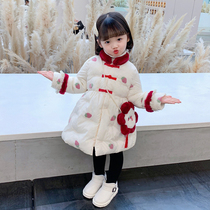 Hong Kong children's winter cotton-padded jacket 2021 new foreign style Korean version of the little girl padded down Hanfu cotton-padded coat tide