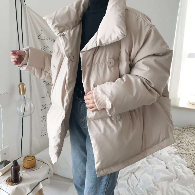 Đầm kiểu quần áo cotton nữ mùa đông 2018 mới hoang dại chần cổ áo cổ áo cotton ấm áp áo khoác thủy triều áo phao béo nam