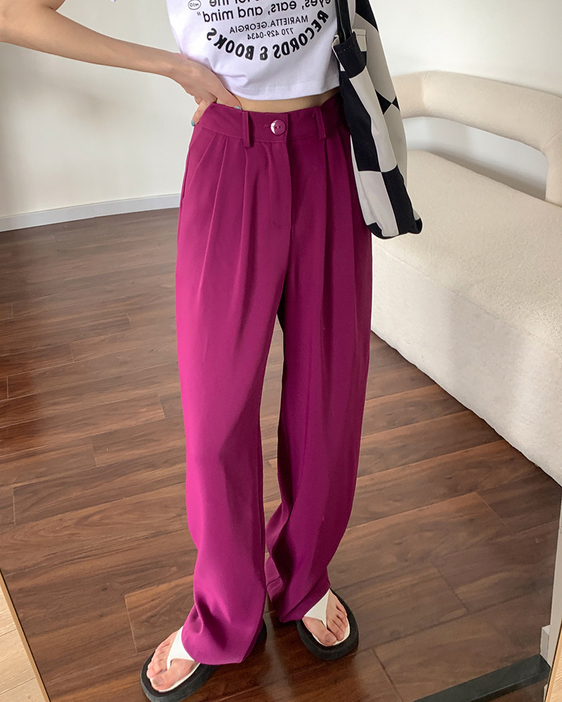 2023年夏季新款灰色西装裤女高级感垂感显瘦高腰西裤休闲阔腿裤子详情67