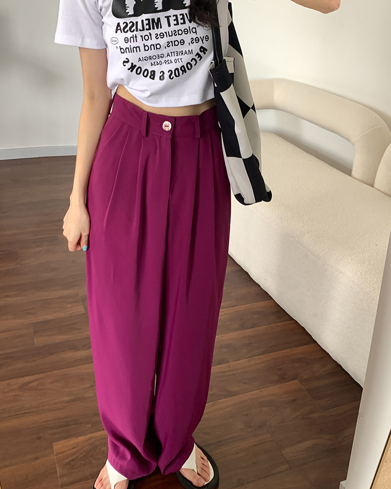 2023年夏季新款灰色西装裤女高级感垂感显瘦高腰西裤休闲阔腿裤子详情66