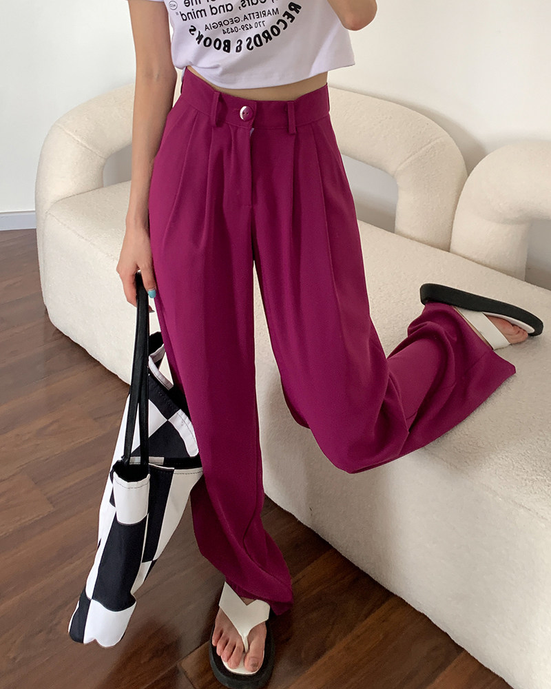 2023年夏季新款灰色西装裤女高级感垂感显瘦高腰西裤休闲阔腿裤子详情68