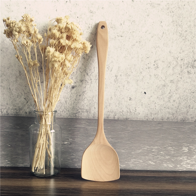 Chu Mu original imported beech Chinese solid wood Wooden shovel Non-stick pan shovel Wooden spatula Wooden shovel shovel