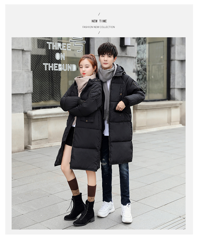 2018 áo khoác dài xuống của phụ nữ thời trang dày vài đôi cotton nam mùa đông giản dị cotton mới áo dạ