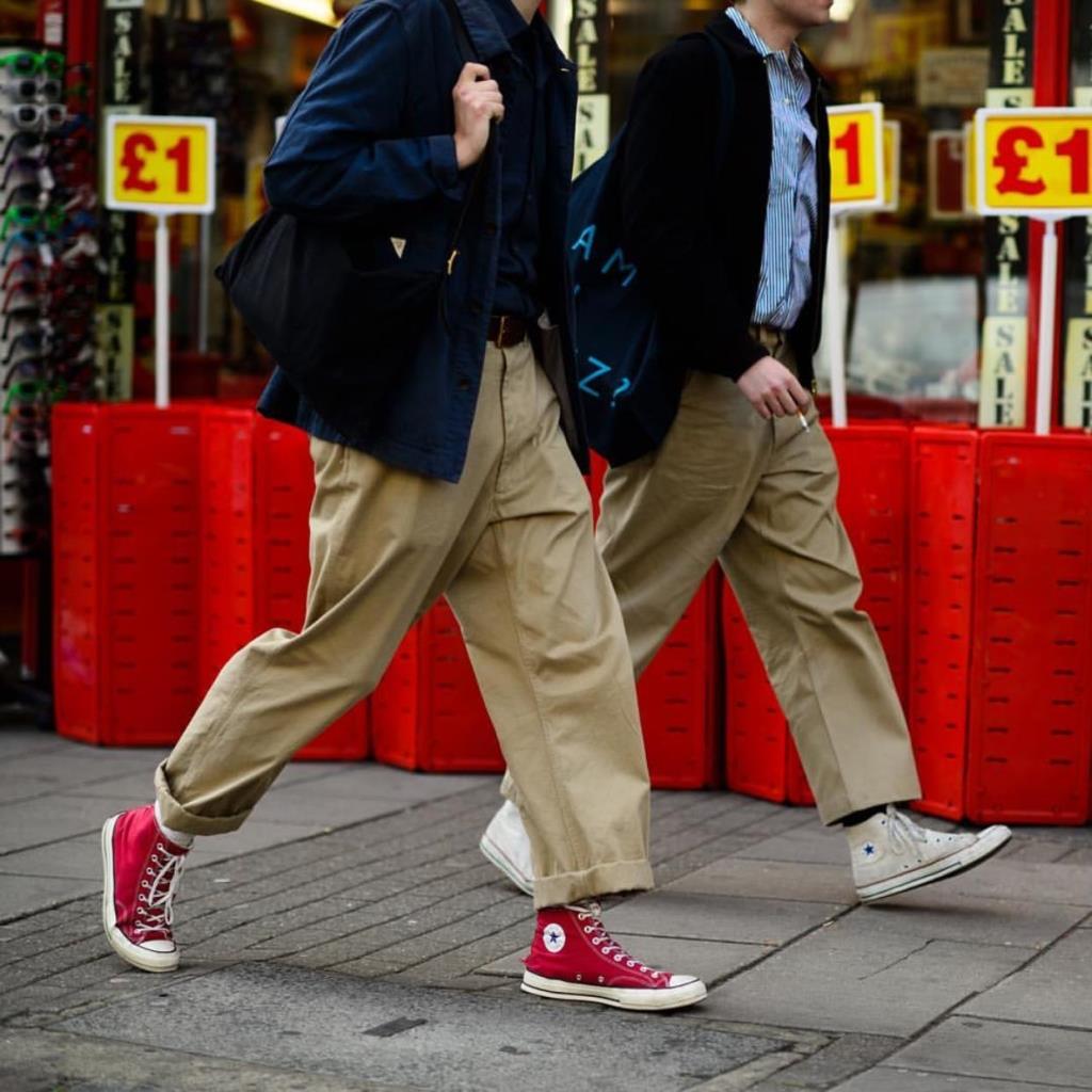 Japanese with double pleated 9-point pants loose French overalls
