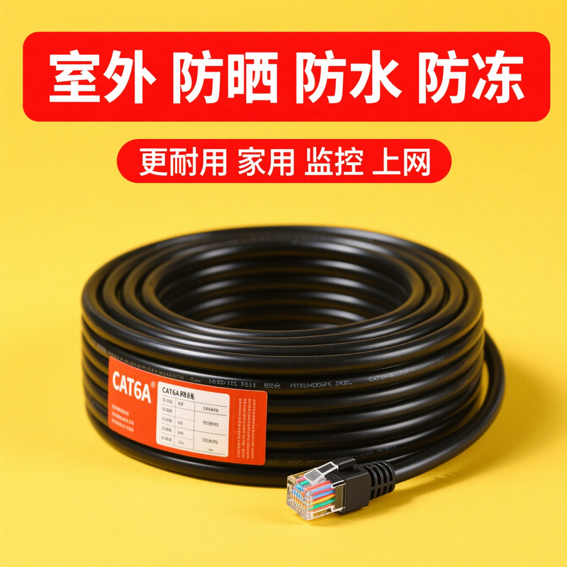 Outdoor Ethernet Cable, Gigabit, Home Use, Cat6/Cat5E, Poe, Dedicated for Camera Surveillance, Broadband Connection, High-Speed, Finished Product