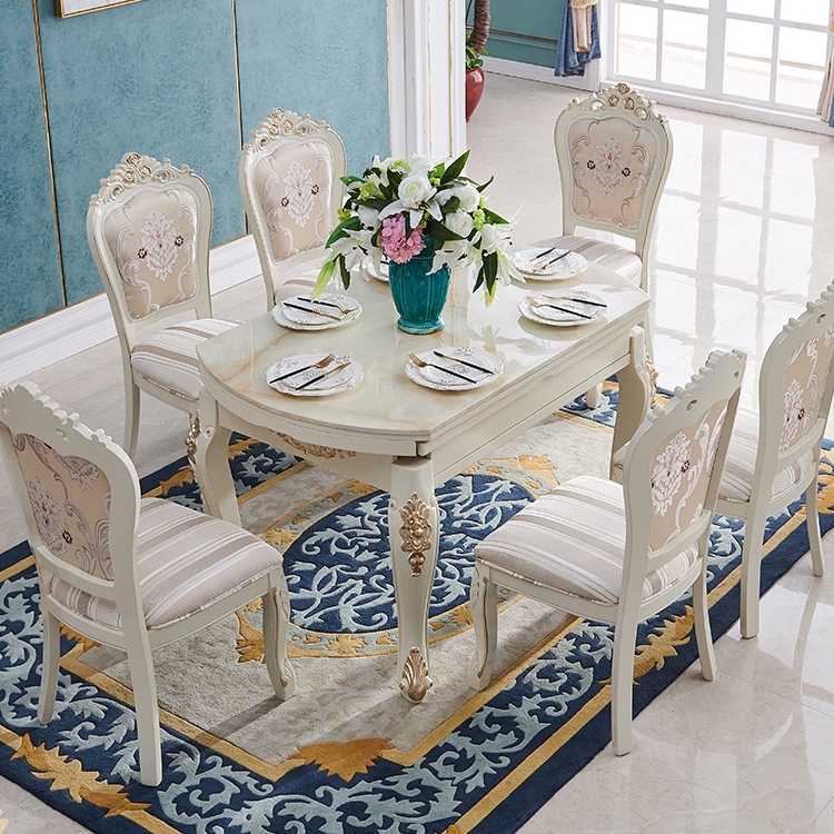 Marble dining table and chair combination all solid wood modern minimalist household space saving dining table small apartment folding dining table