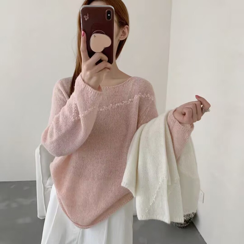 Spring Hollow-Out Thin New Korean-Style Lazy 2026 Top Slightly See-Through Versatile Knit Sweater Loose Pullover Spring Hollow-Out Thin New Korean-Style Lazy 2026 Top Slightly See-Through Versatile Knit Sweater Loose Pullover