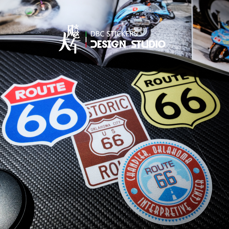 66 Highway Harley Retro Locomotive Modified Loading Sticker Car Stickler Scratched Patch Waterproof Reflective Patch Painting