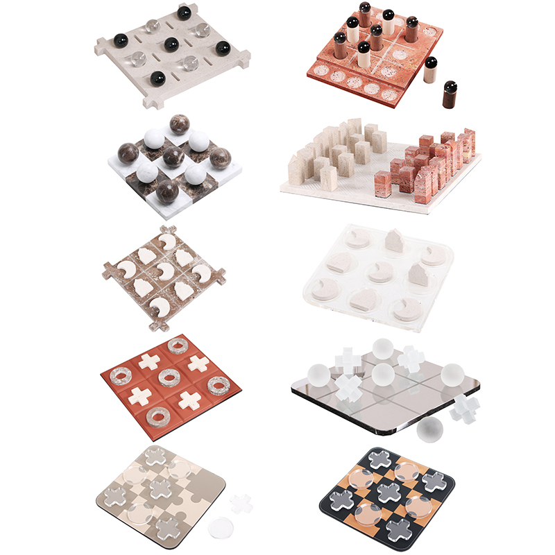 Light Luxury Modern Marble Chessboard Ornaments Model Room Hotel Exhibition Hall Living Room High-End Coffee Table Accessories