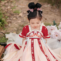 Flag platinum Hanfu girls summer dress children Super fairy skirt Chinese style Tang costume baby costume antique dress red makeup