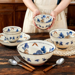 Yachengde Food Grade Ceramic Bowl For Home 2025 New arrival Underglaze Color Chaozhou Ceramic Tableware Dining Bowl Vegetable Plate