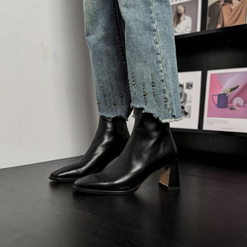 Fermina simple slim boots thick heel high heel women's boots