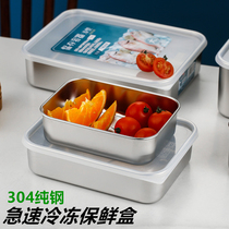 Japanese frozen 304 stainless steel fresh-keeping box refrigerator storage quick thawing box lunch box imitation aluminum bento box with lid