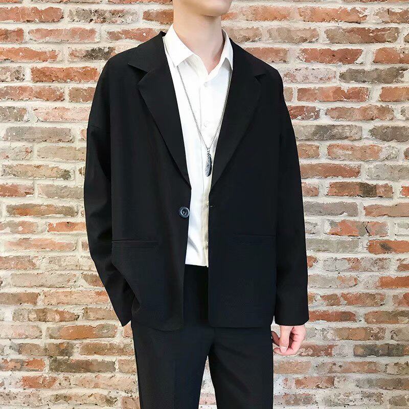 Suit men white shirt trousers Autumn and winter suit casual one-piece jacket Korean Ruffian handsome three-piece set