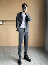 Summer suit men suit Korean version casual yuppie handsome coat grey Inn wind thin and suit three sets of career