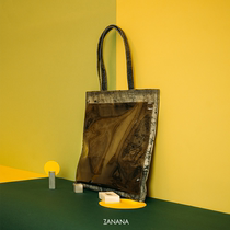 Three bananas independent design minimalist niche personality womens bag shoulder cowhide texture commuter tote bag