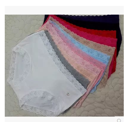 Urban underwear women's mid-waist large size fat mm seamless lace briefs head modal pure cotton beauty