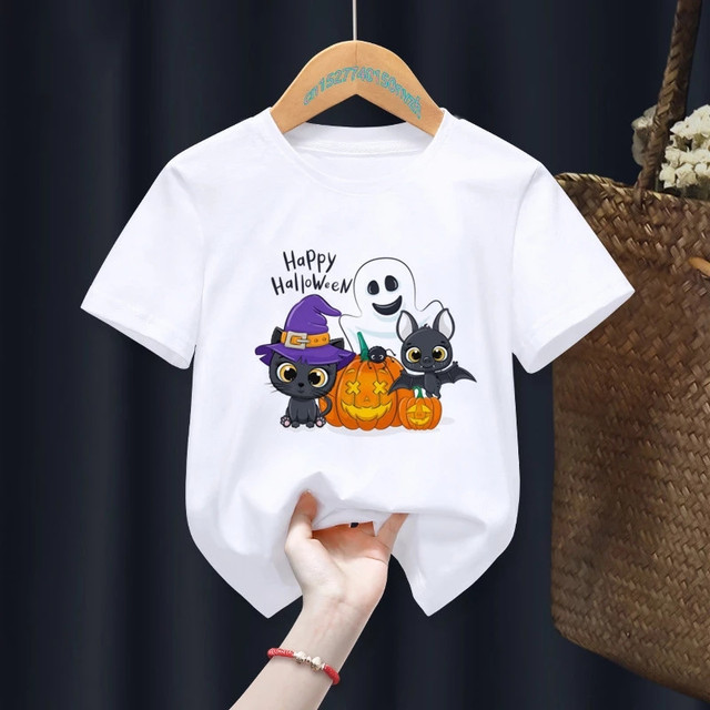 HalloweenkidsT-shirt2022 Halloween pumpkin ghost funny print children's T-shirt