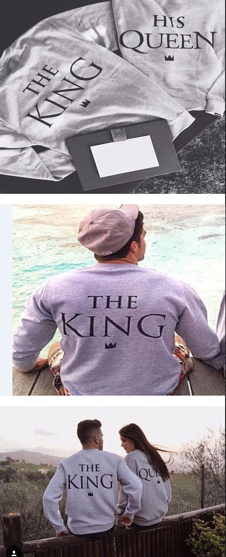 Mùa thu và mùa đông áo len màu xám dài tay lỏng lẻo xu hướng áo len The king & Nữ Hoàng Của Mình nam giới và phụ nữ vài mô hình áo lông cừu