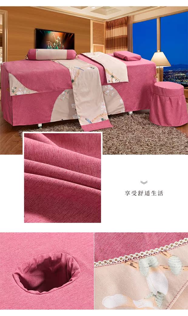 Mùa hè làm đẹp cao cấp bao gồm bốn bộ bông màu xanh lá cây và vải lanh đẹp bộ bốn mảnh của spa massage giường đơn mảnh tùy chỉnh - Trang bị tấm ga trải giường nối mi