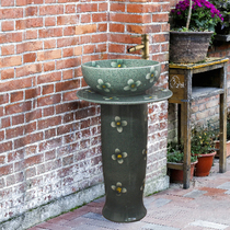 Column basin balcony wash basin toilet washbasin ceramic basin integrated sink floor basin flower