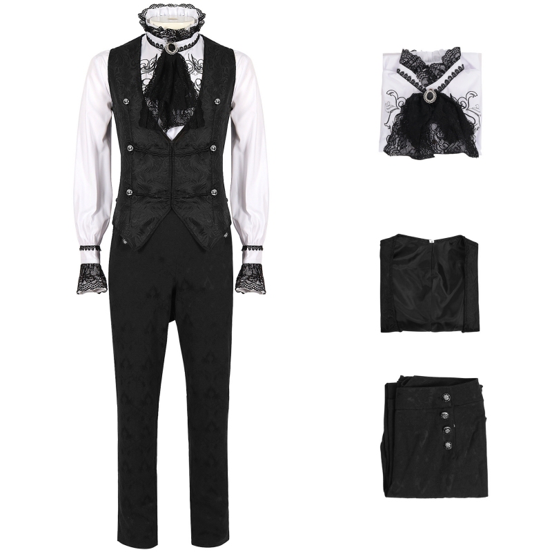 Halloween European and American Vest-Style Tailcoat Medieval Retro Costume Steampunk Gentleman Prince Cosplay Suit