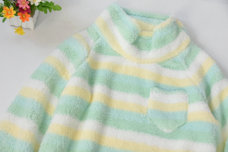 Nhật Bản mùa thu và mùa đông ngọt ngào sọc dài tay đồ ngủ đơn mảnh ngọn cashmere mềm mại trong dịch vụ đêm váy dài áo nam đẹp